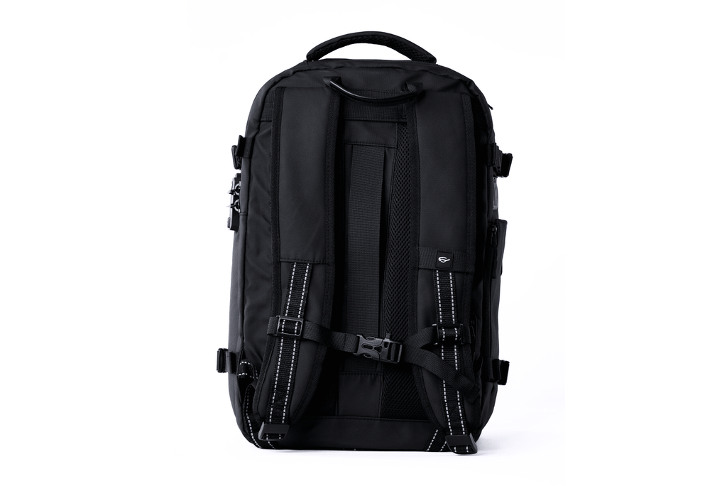 Rear view of MOVO BAGS vacuum compression carry-on backpack